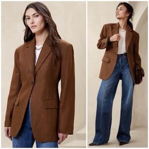 Banana Republic Blazer Linen Jacket Isola Office Siren Oversized Hourglass 8